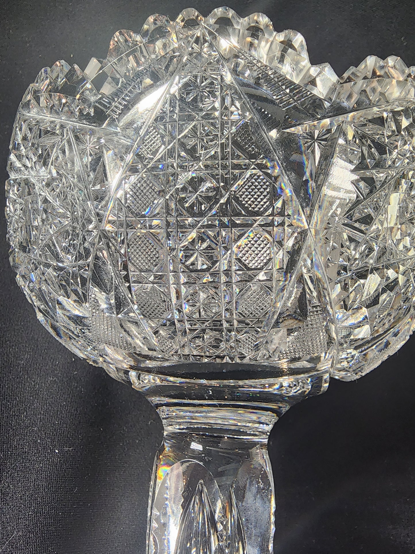 American Brilliant Period Cut Glass compote, Antique asp1