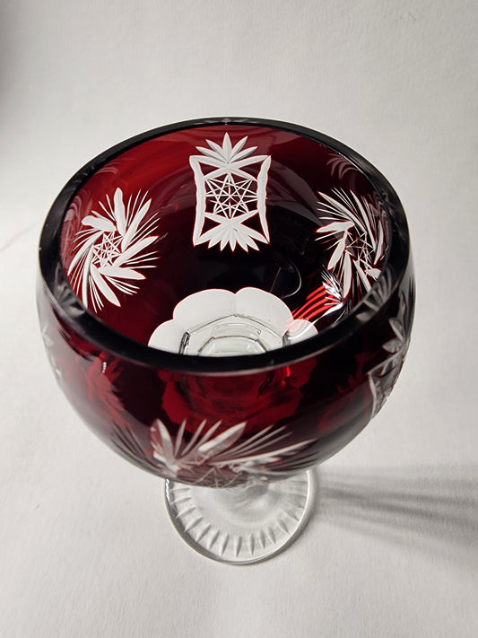 Cut to clear vintage ruby glass cordial / Sherry