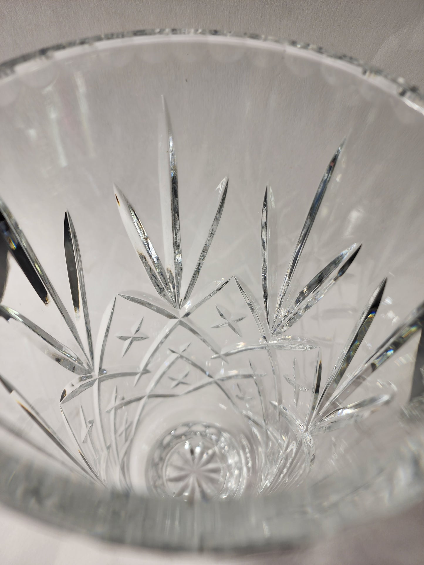 Hand cut glass vase 11"