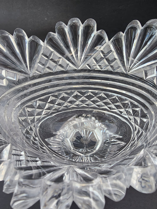 Cut Glass oval compote Anglo Irish / English
