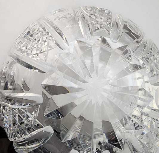 Hand Cut 34% lead crystal bowl HAND POLISHED signed by Peter ORourke