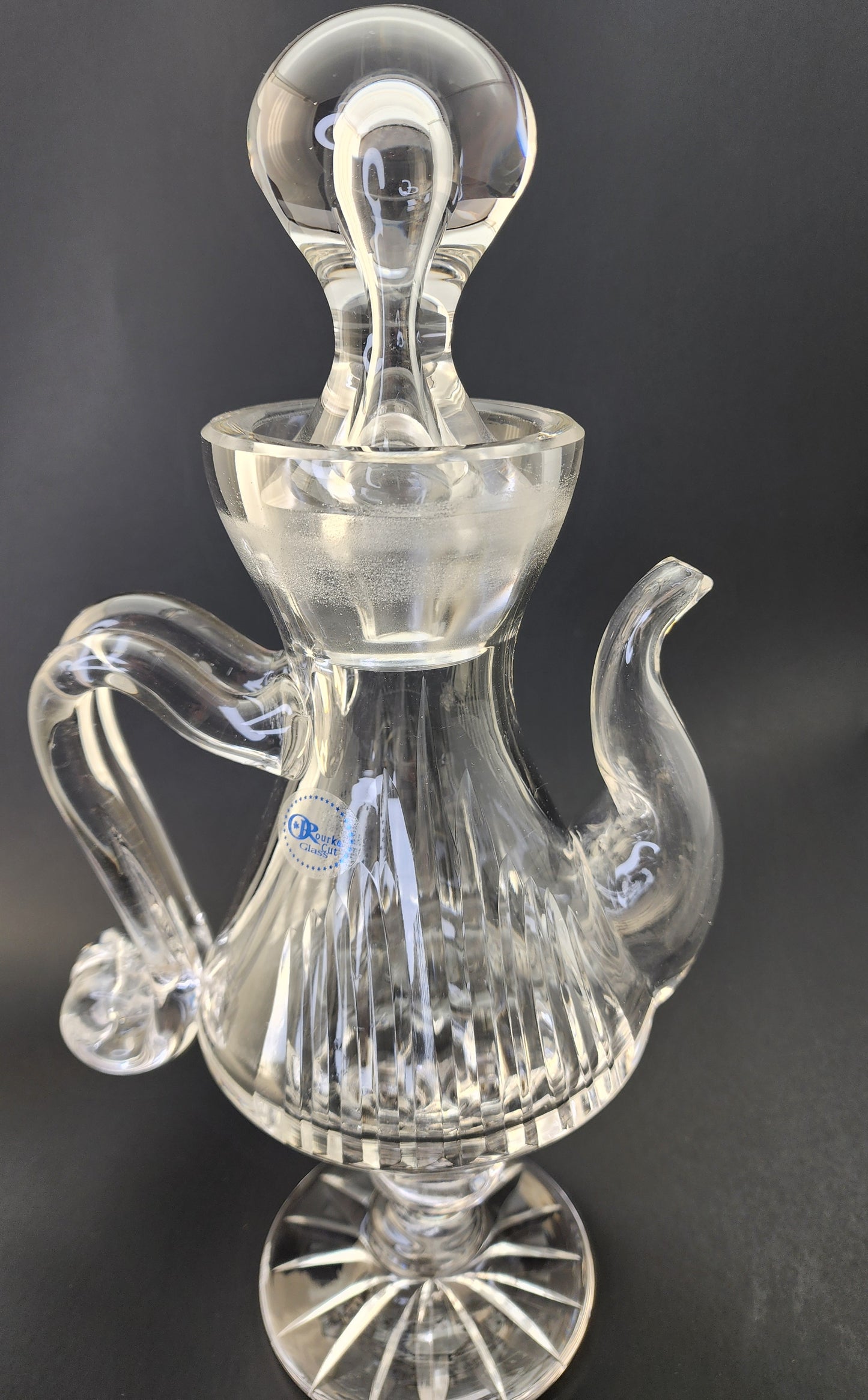 Hand cut glass tea pot hand polished por