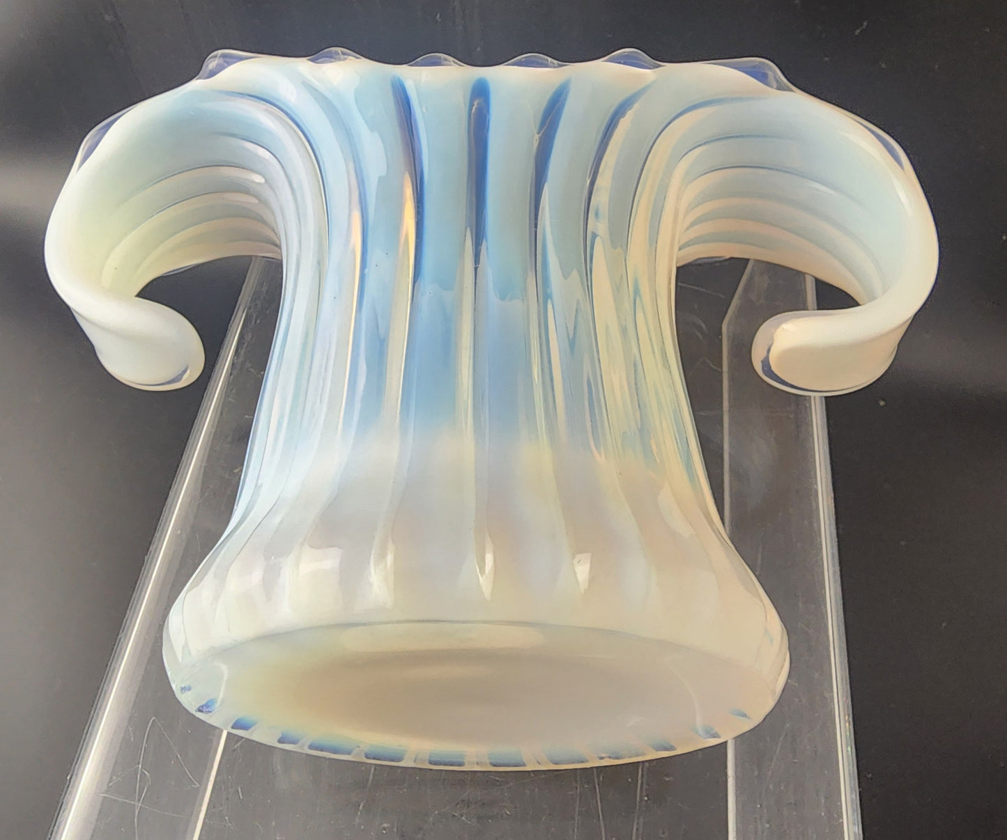 Fostoria open handle glass vase