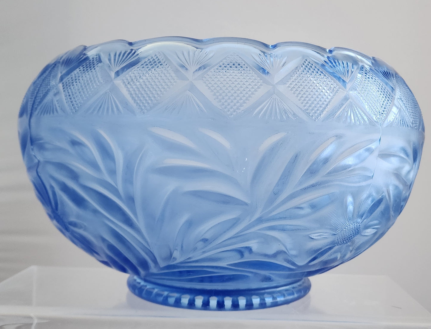L E Smith Glass blue punch bowl Pick up only