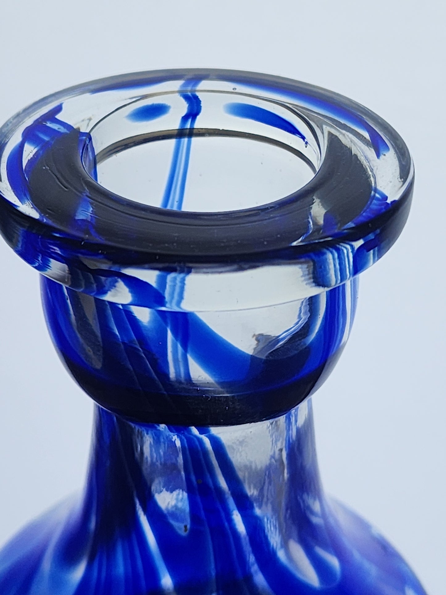 Art glass blue swirl vase
