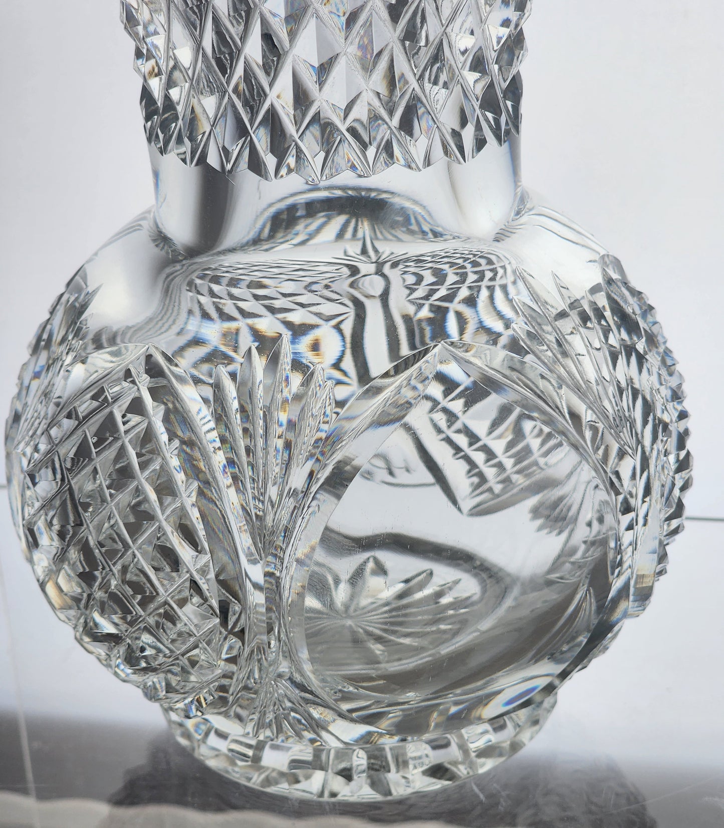Hand Cut 24% lead crystal large vase with space for etching Award