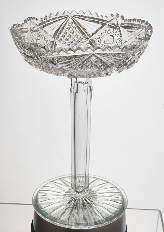 American Brilliant Period Cut Glass compote, Antique c241