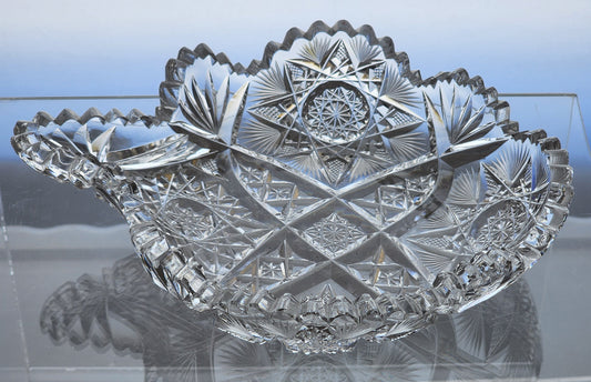 American Brilliant Period Cut Glass odd shape dish ABP antique