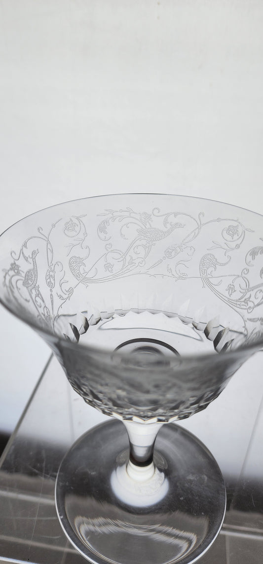 Cut glass and etched sherbert Parme Baccarat SIGNED