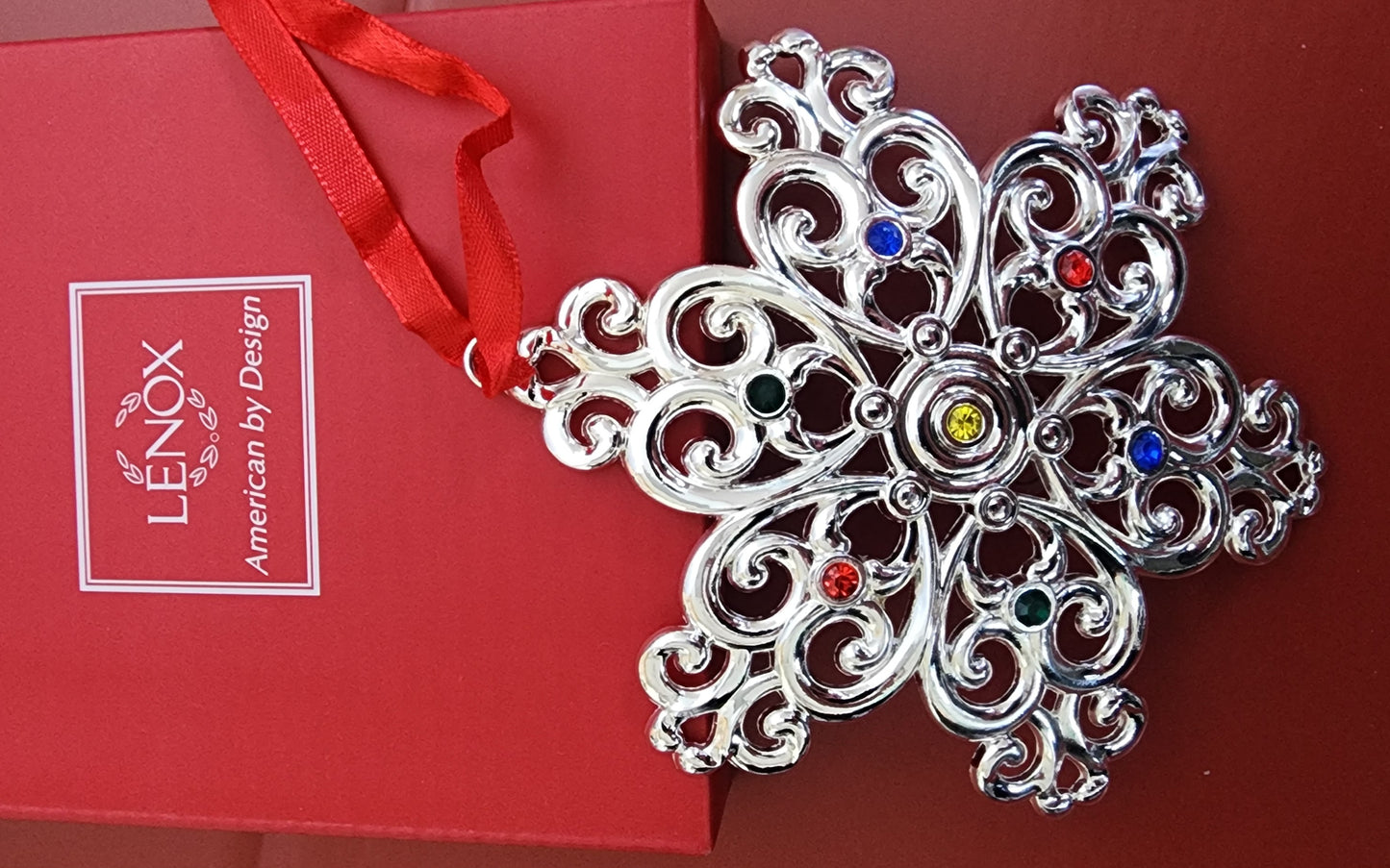 Lenox Sparkle and scroll silverplate ornament Snowflake