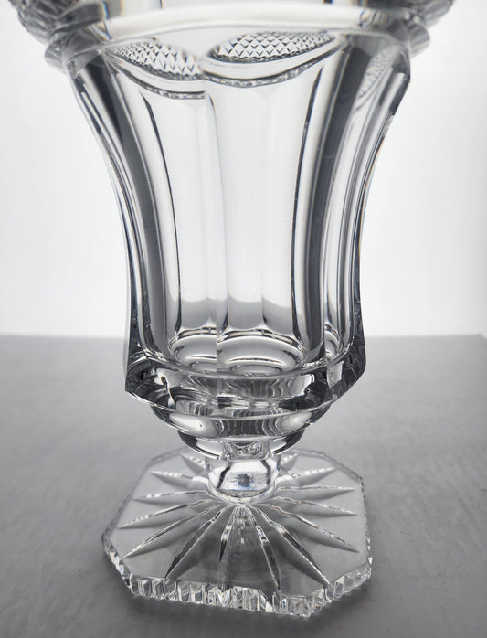 Cut glass flower vase flared pedestal
