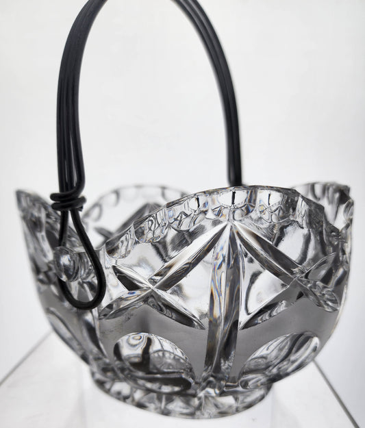 Glass basket With silver handle
