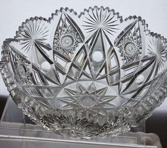 ABP cut glass signed Hawkes bowl American 10"