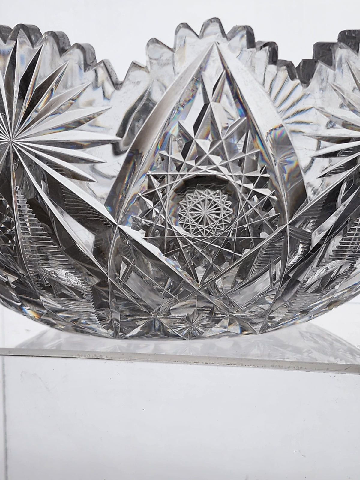 ABP cut glass signed Hawkes bowl American 10"