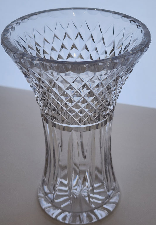 Hand cut glass vase