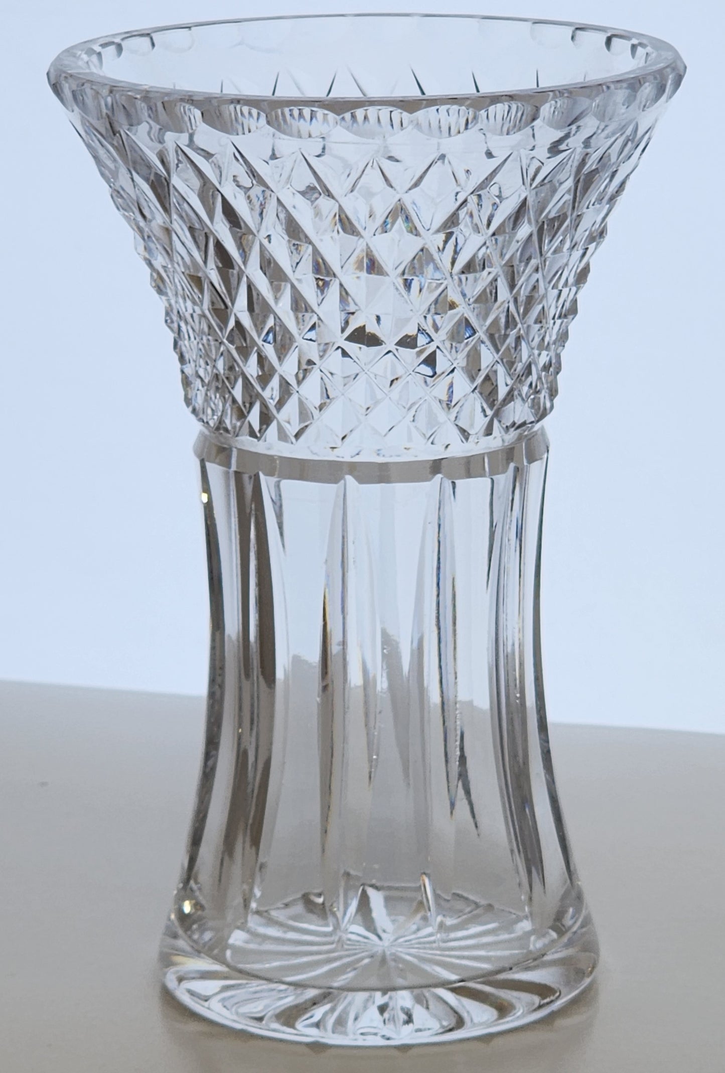 Hand cut glass vase