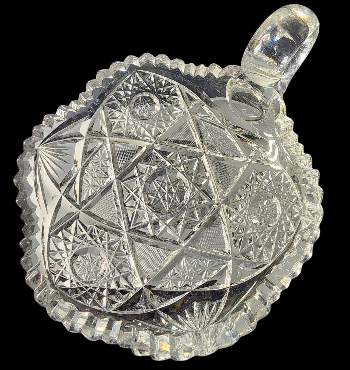 ABP Crystal Cut Glass handled nappie ch