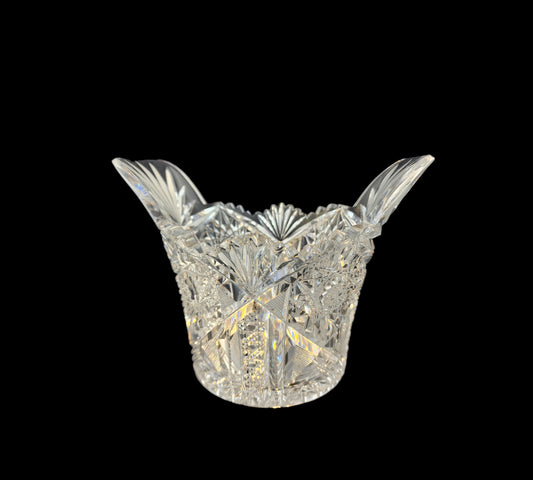 ABP cut glass handle ice tub Antique crystal Made in USA tg