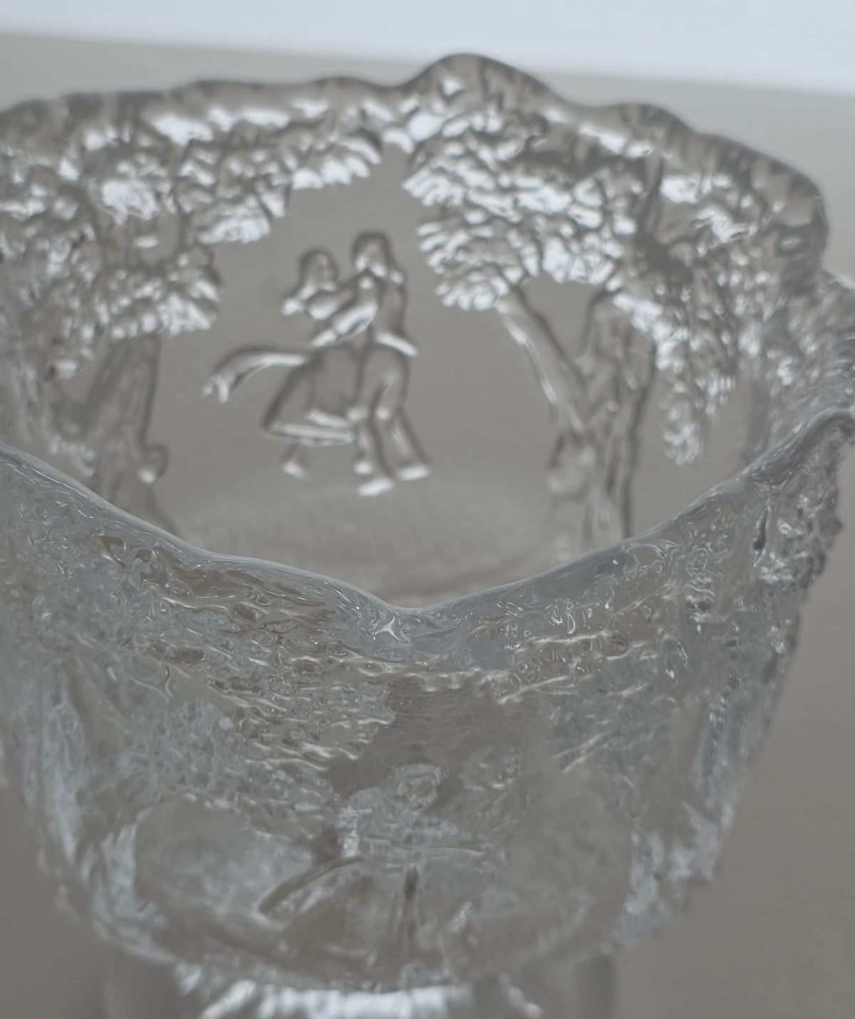 Kosta glass etched footed bowl