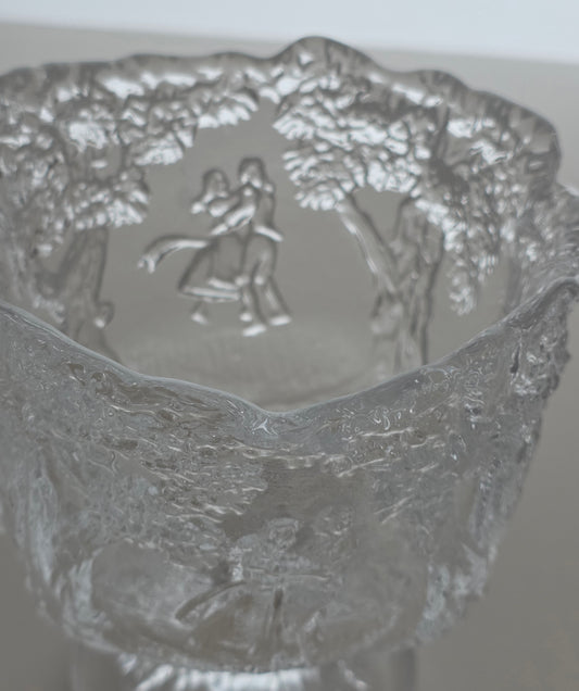 Kosta glass etched footed bowl
