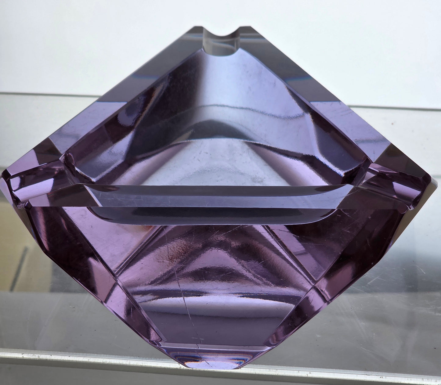 Amethyst glass ashtray 3 slot