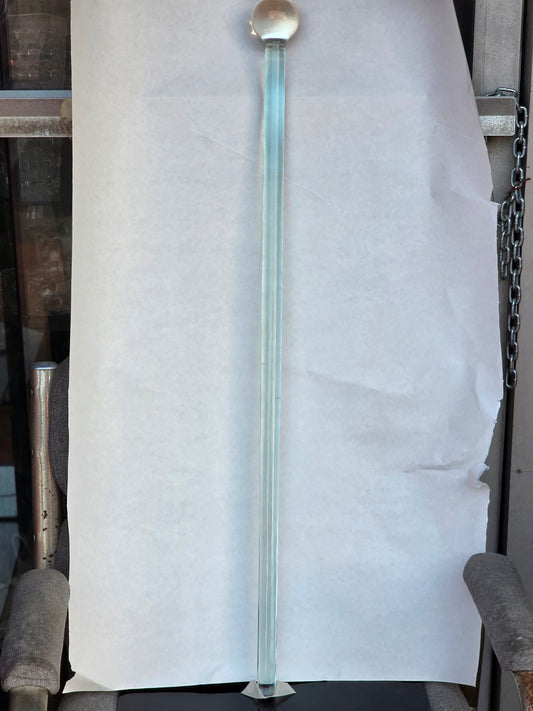 Clear glass cane walking stick round knob mug13