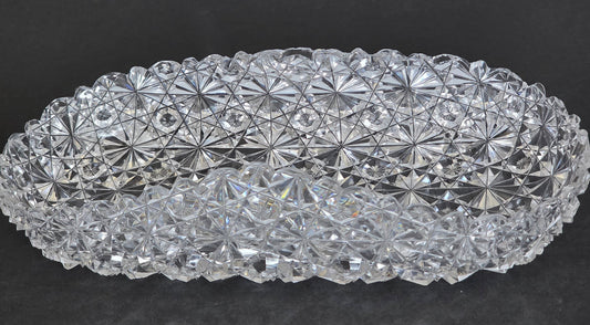 ABP Cut glass folded shape dish Russian pattern bob20