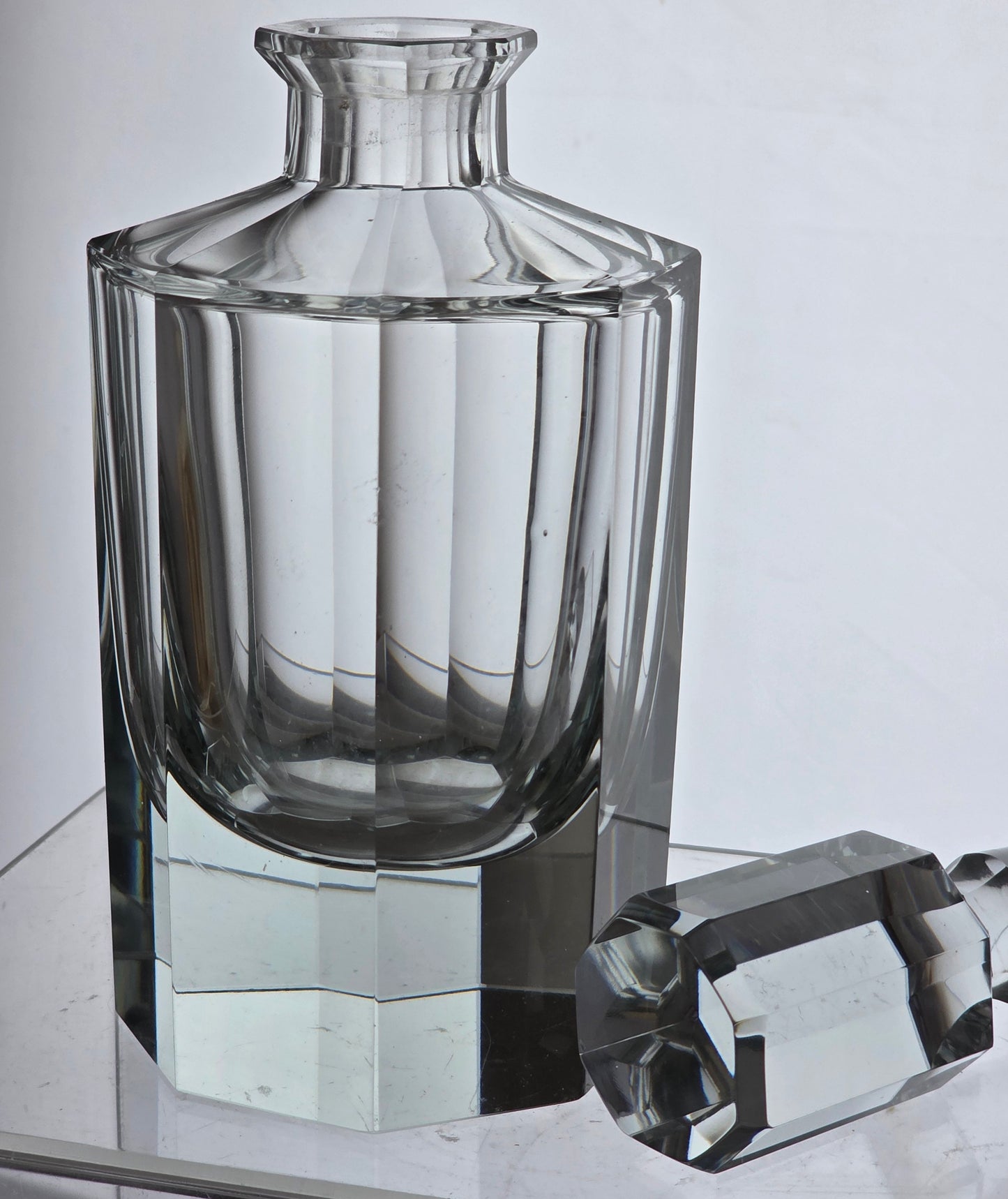 Vintage hand cut glass fluted panel decanter