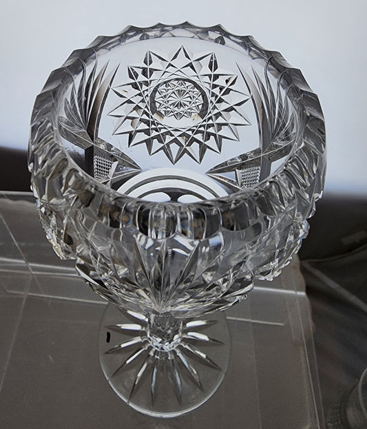 Signed Fry CUT glass vase