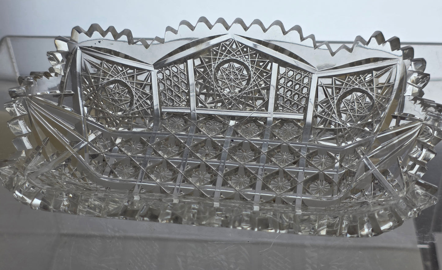 ABP cut glass rectangular trinket Dish American brilliant period pa13