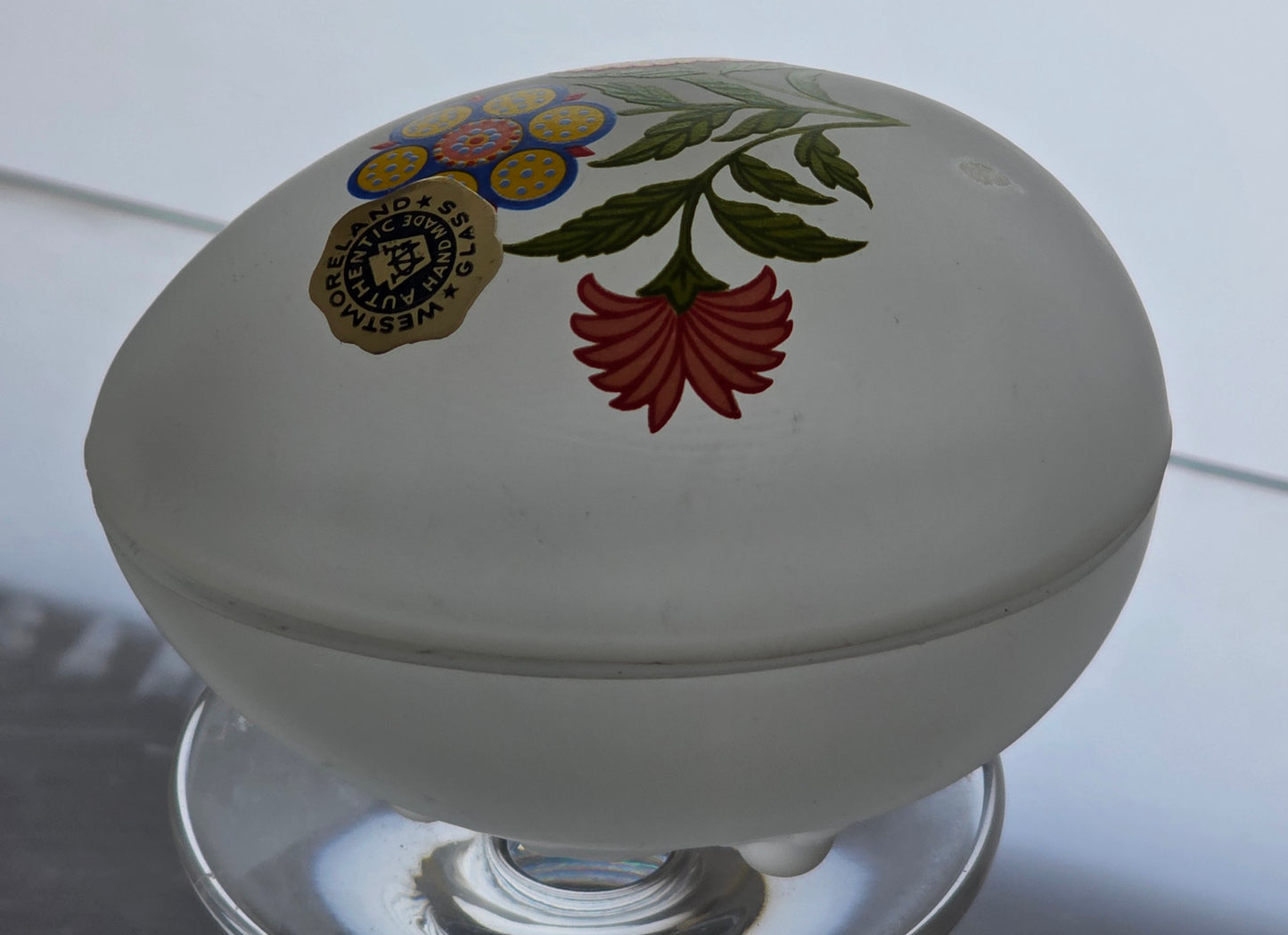 Westmoreland frosted egg shape trinket box