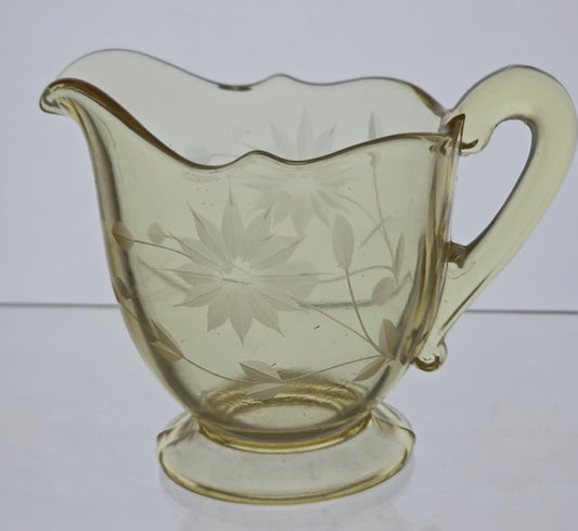 Lancaster Glass Co. Yellow Jubilee sugar and creamer set