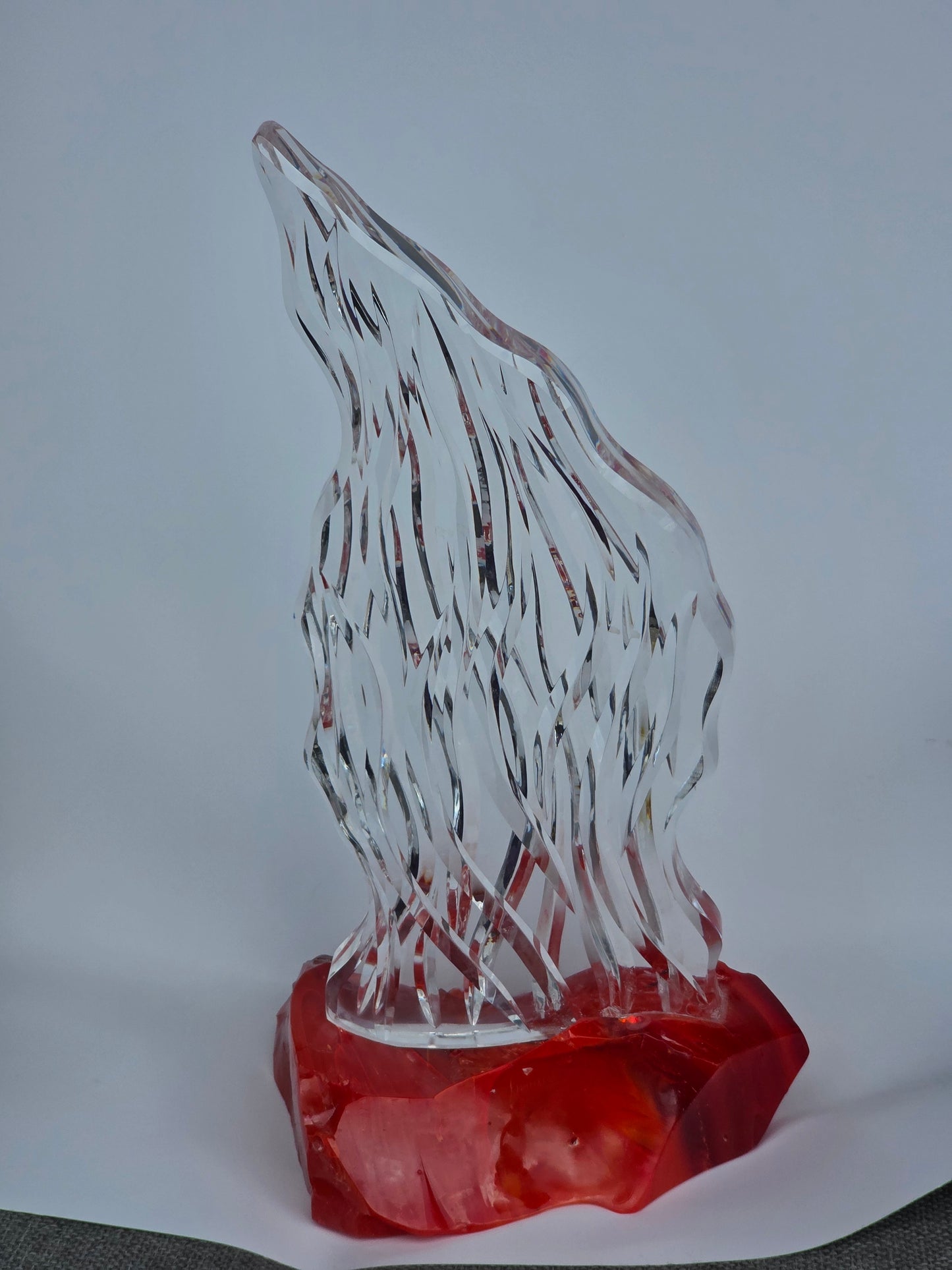 Hand cut Crystal plaque with L.E SMITH glass cullet base