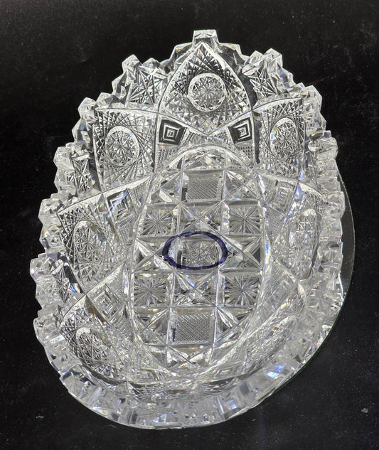 ABP cut glass Signed Clark Prima Donna oval dish American brilliant period pa9