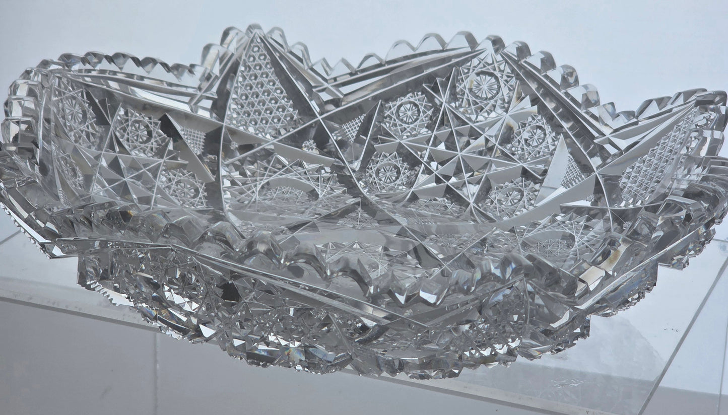 ABP cut glass low bowl cluster American brilliant period 1886 -1915 bob70
