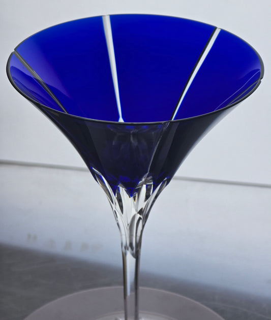 AKA Castille cobalt cut to clear martini glass