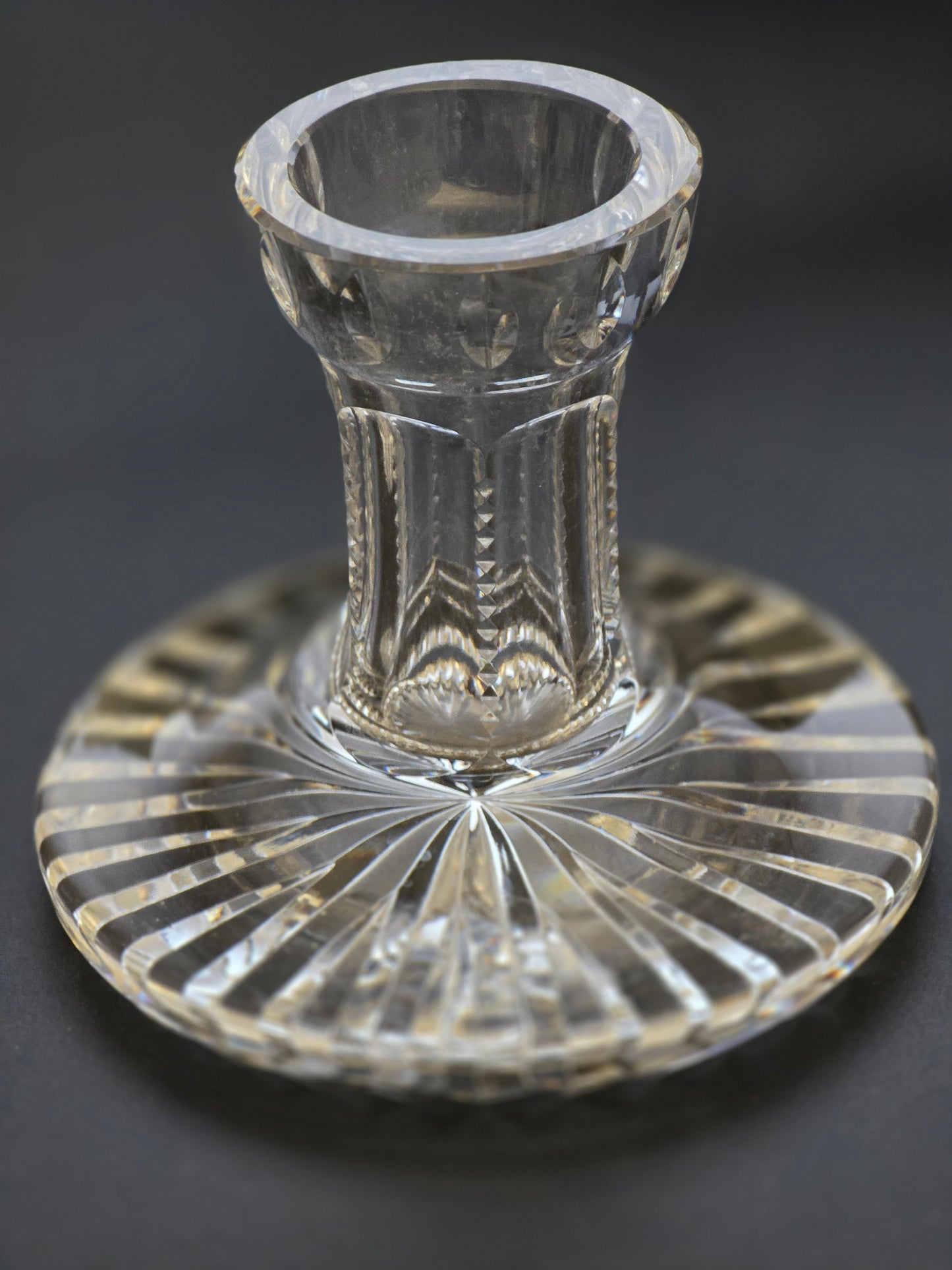 Signed Waterford CUT GLASS pair candle sticks