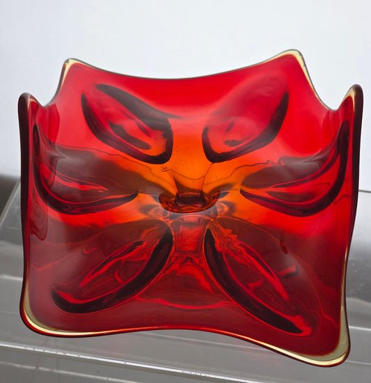 L.E Smith Glass Amberinea footed compote