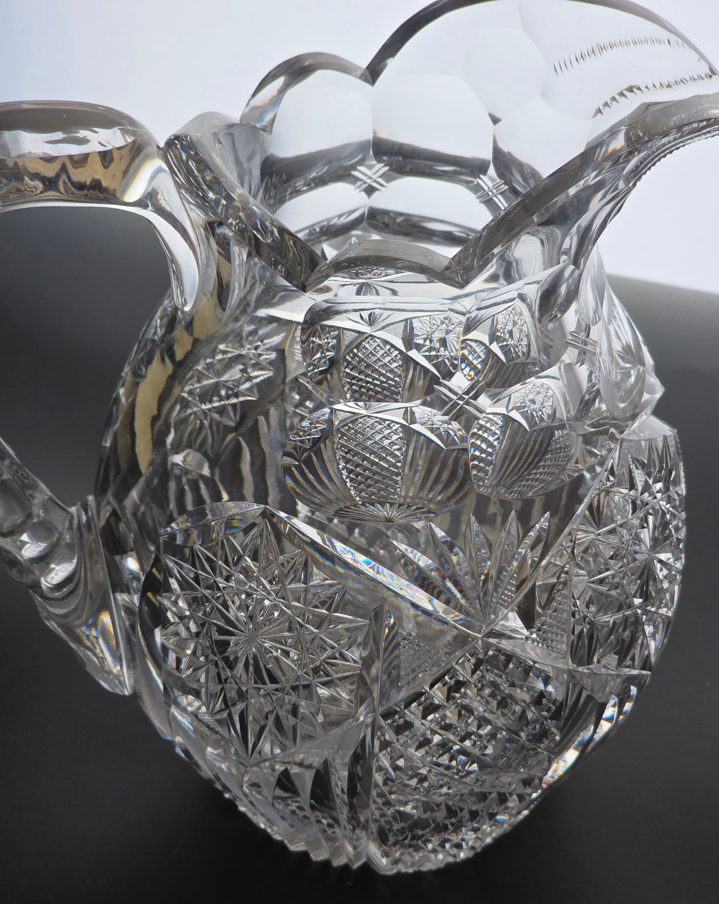 Libbey cut glass pitcher American brilliant blown blank Bob7