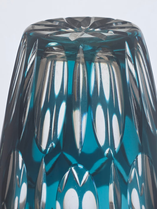 Hand Cut to clear Thiel glass vase