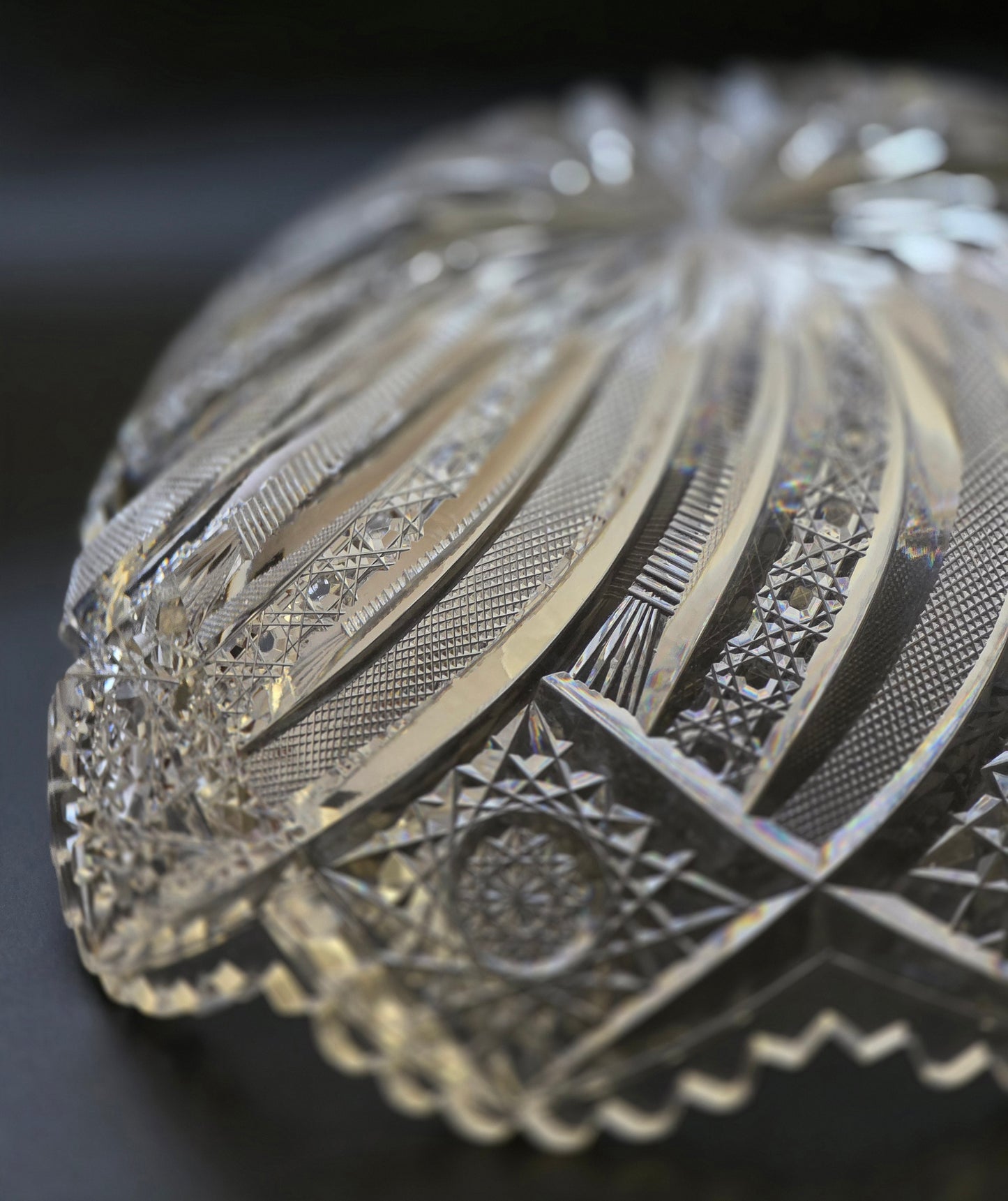 ABP cut glass bowl American Brilliant comet variation tg