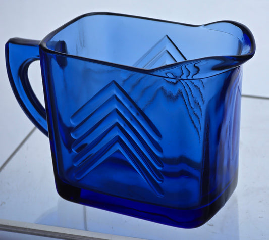 Cobalt blue Hazel Atlas Glass sugar and creamer Ritz