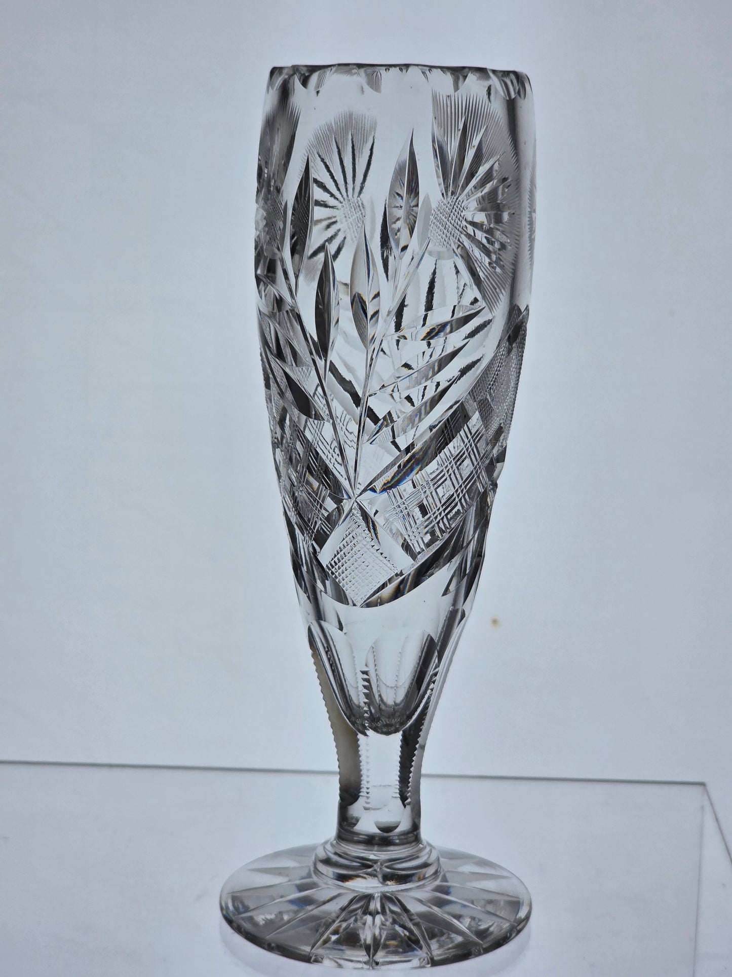 American Brilliant Period Cut Glass vase floral