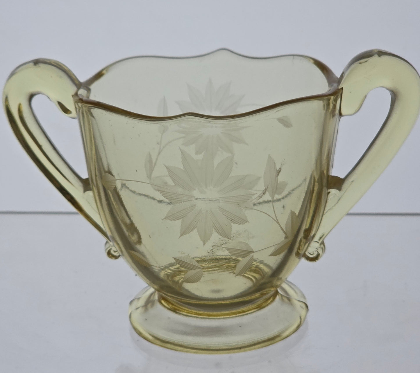 Lancaster Glass Co. Yellow Jubilee sugar and creamer set