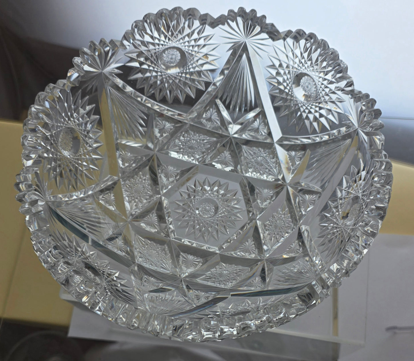 ABP cut glass mouth blown bowl American brilliant period 1886 -1915 tg2