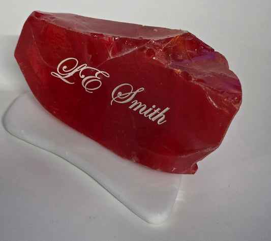 L.E SMITH glass cullet paperweight