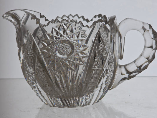 ABP cut glass sugar and creamer American brilliant period pa14