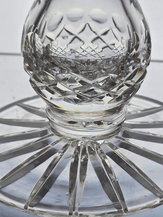 Pair candle cut glass sticks crystal
