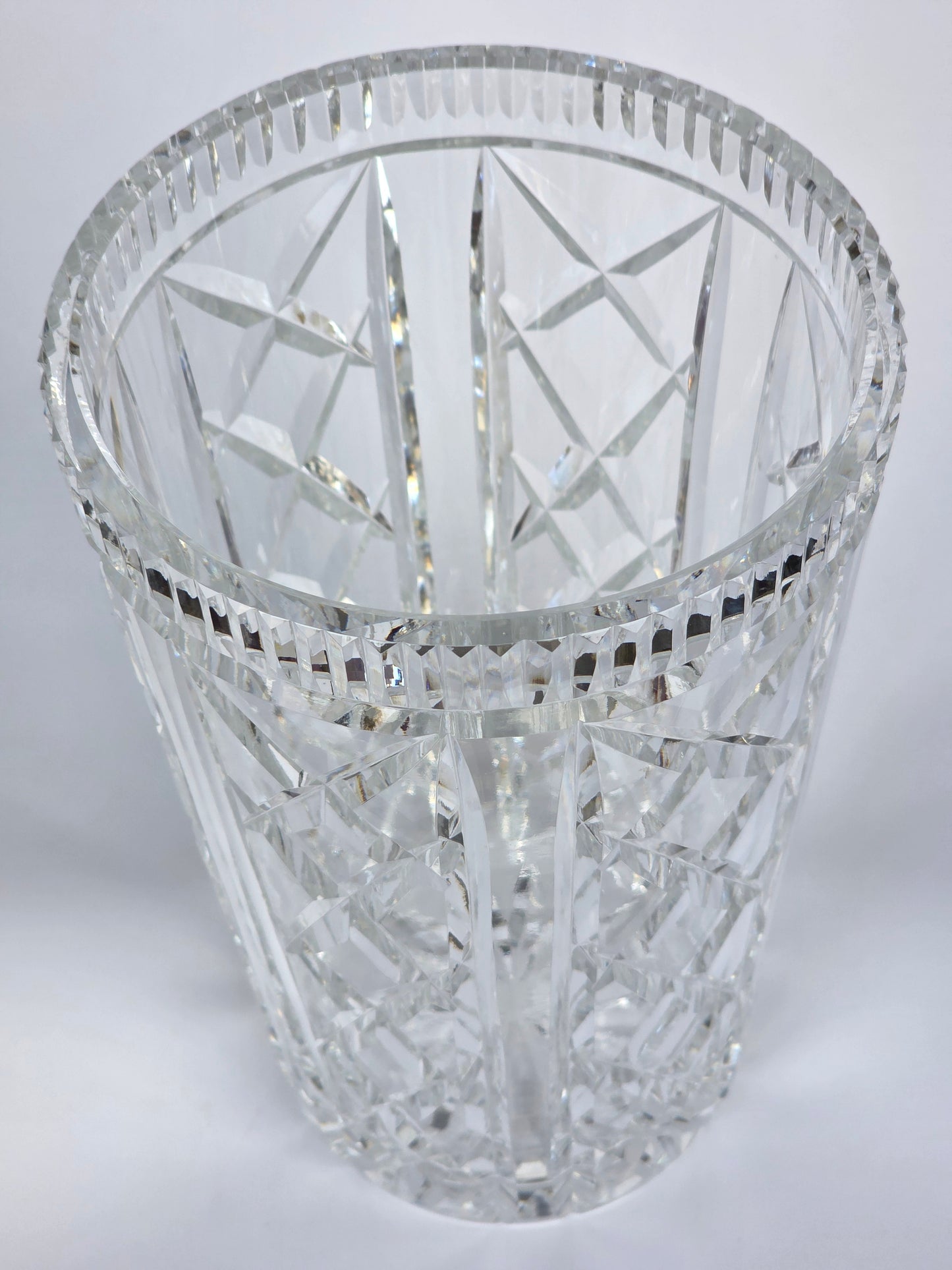 Waterford CUT GLASS signed vase old cut in Ireland