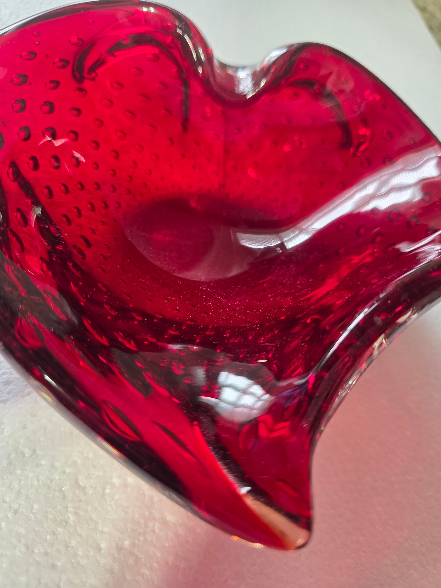 Red heart trinket dish controlled bubble